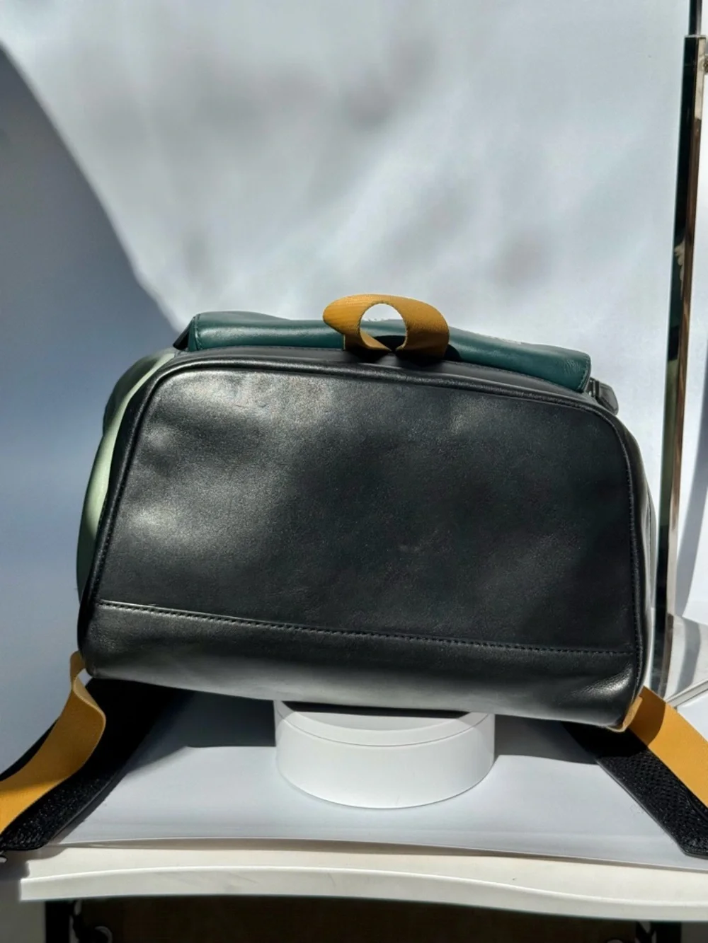 Coach Unisex Coach Track Leather Backpack Green, Black and goldenrod. - Picture 4 of 9